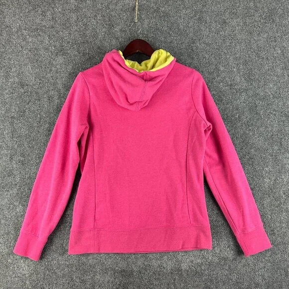 The North Face Hoodie Womens Medium Pink Cotton Blend Long Sleeve Logo Yellow Ti - Picture 7 of 8